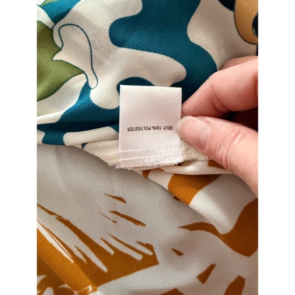 Rose and Olive Patchwork Floral Geometric Print Long Sleeve Button Up Shirt L - Picture 8 of 8